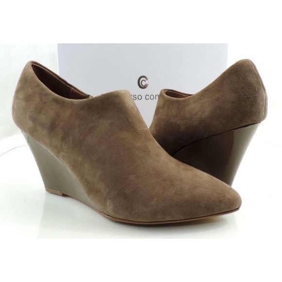 Corso Como Model Ankle Wedge Booties Pumps Taupe Suede Size 9.5 - Picture 4 of 8